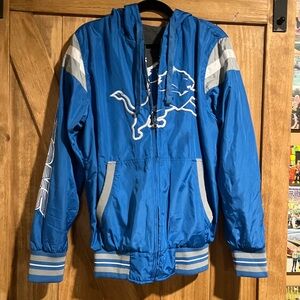 Detroit Lions Blue Hooded Windbreaker Jacket